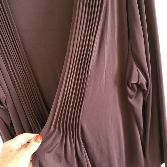 Catherine's Woman Size 4X Dark Purple Slinky Stretch Cardigan Pintuck Open Front - Picture 4 of 6